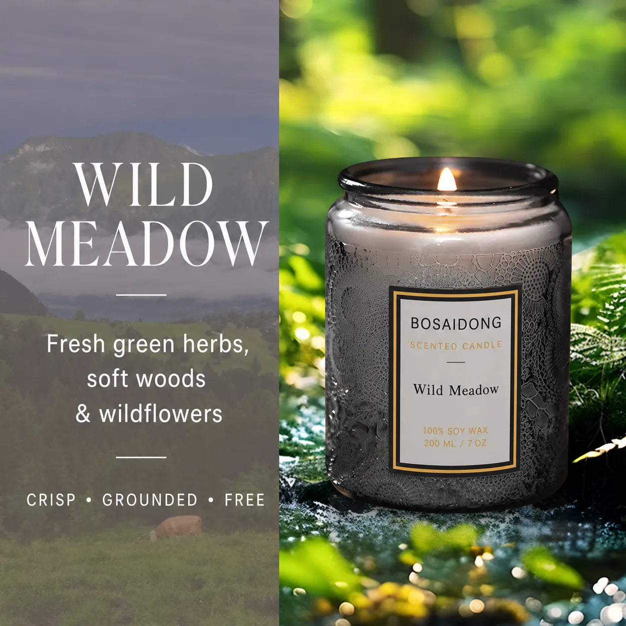 Gardenia Scented Soy Candle – 9 oz Embossed Glass Jar Candle