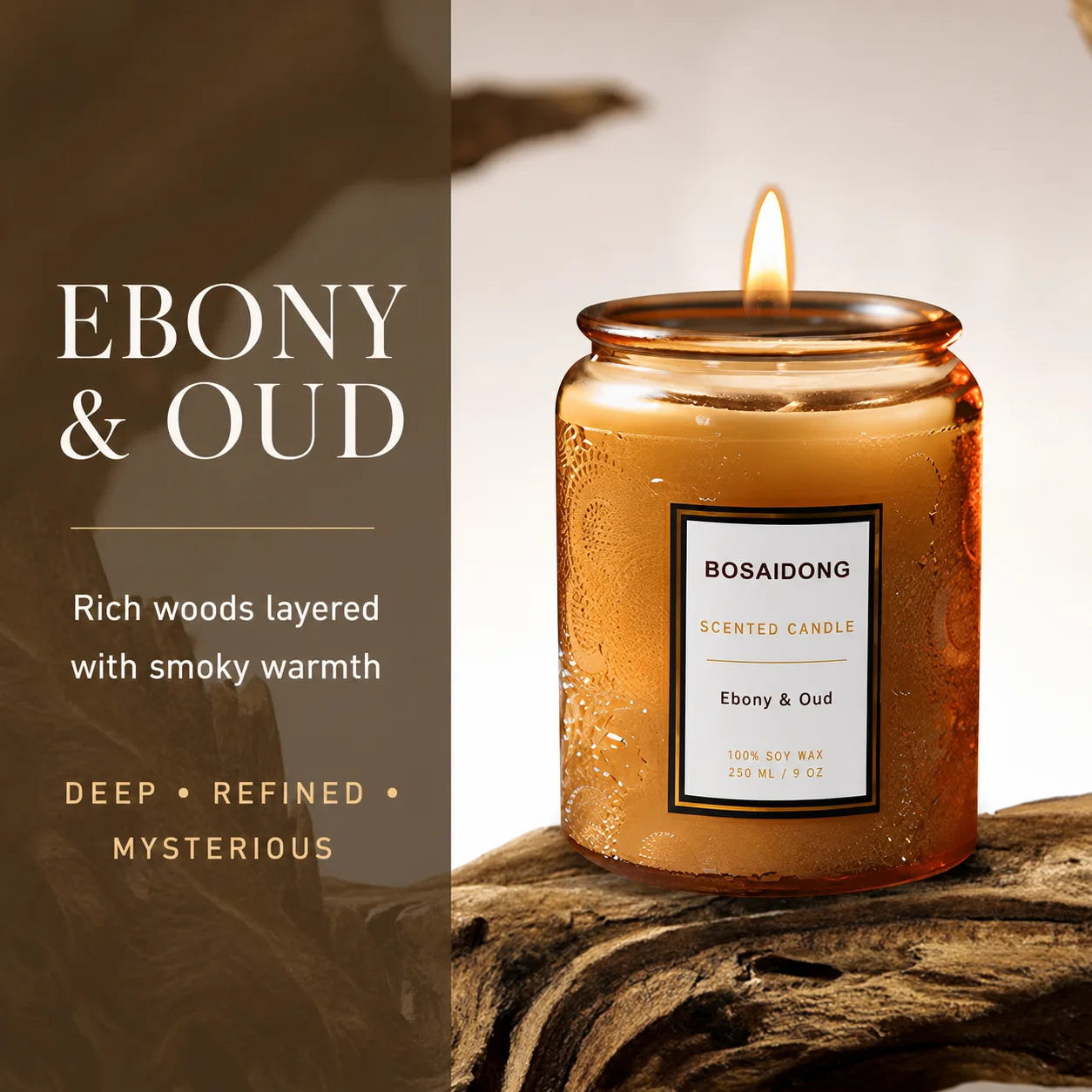 Gardenia Scented Soy Candle – 9 oz Embossed Glass Jar Candle