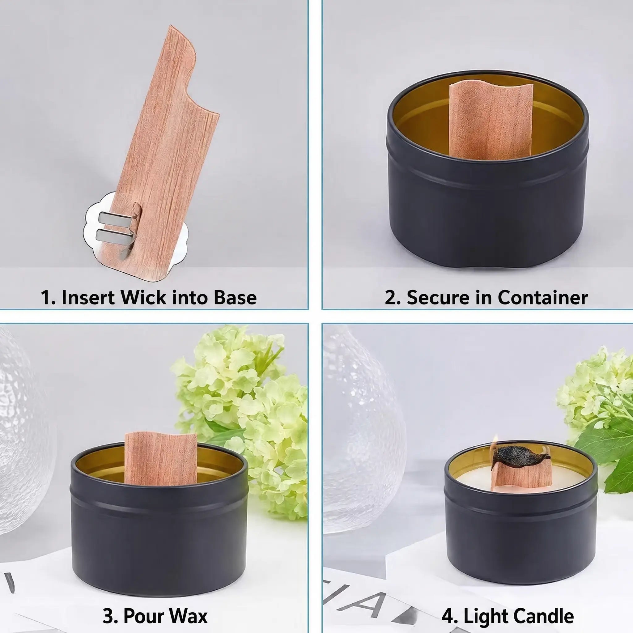 Wooden Wick Holder for DIY Pearl Wax Candles