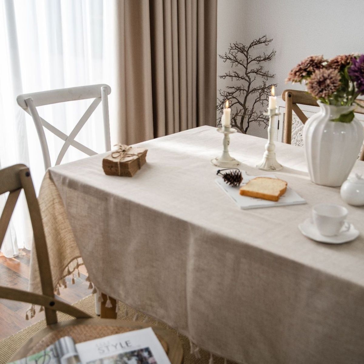 Natural Linen Tablecloth for Cozy Home Decor