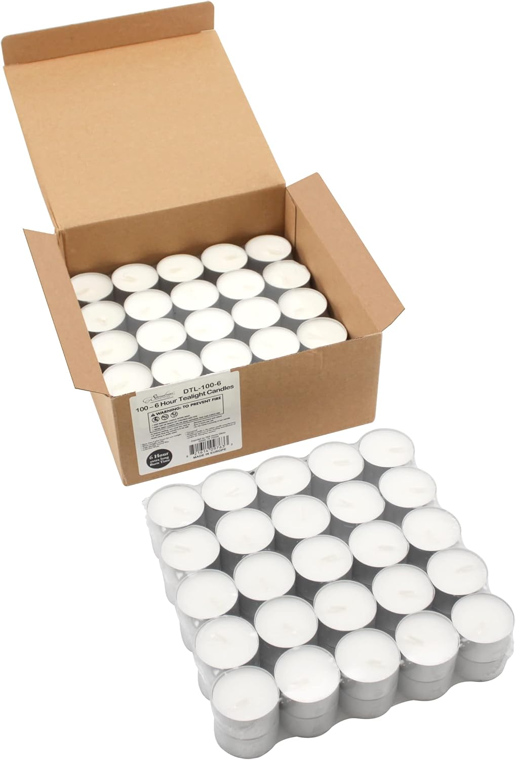100-pack white unscented long-burning tealight candles - view 5