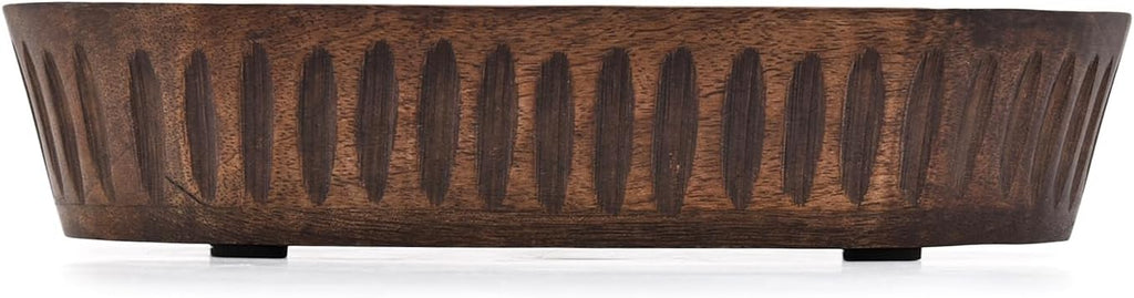 Side profile of low mango wood bowl