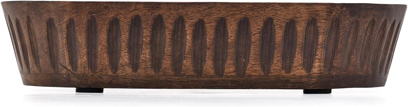 Side profile of low mango wood bowl