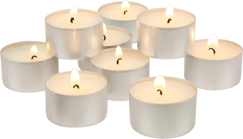 100-pack white unscented long-burning tealight candles