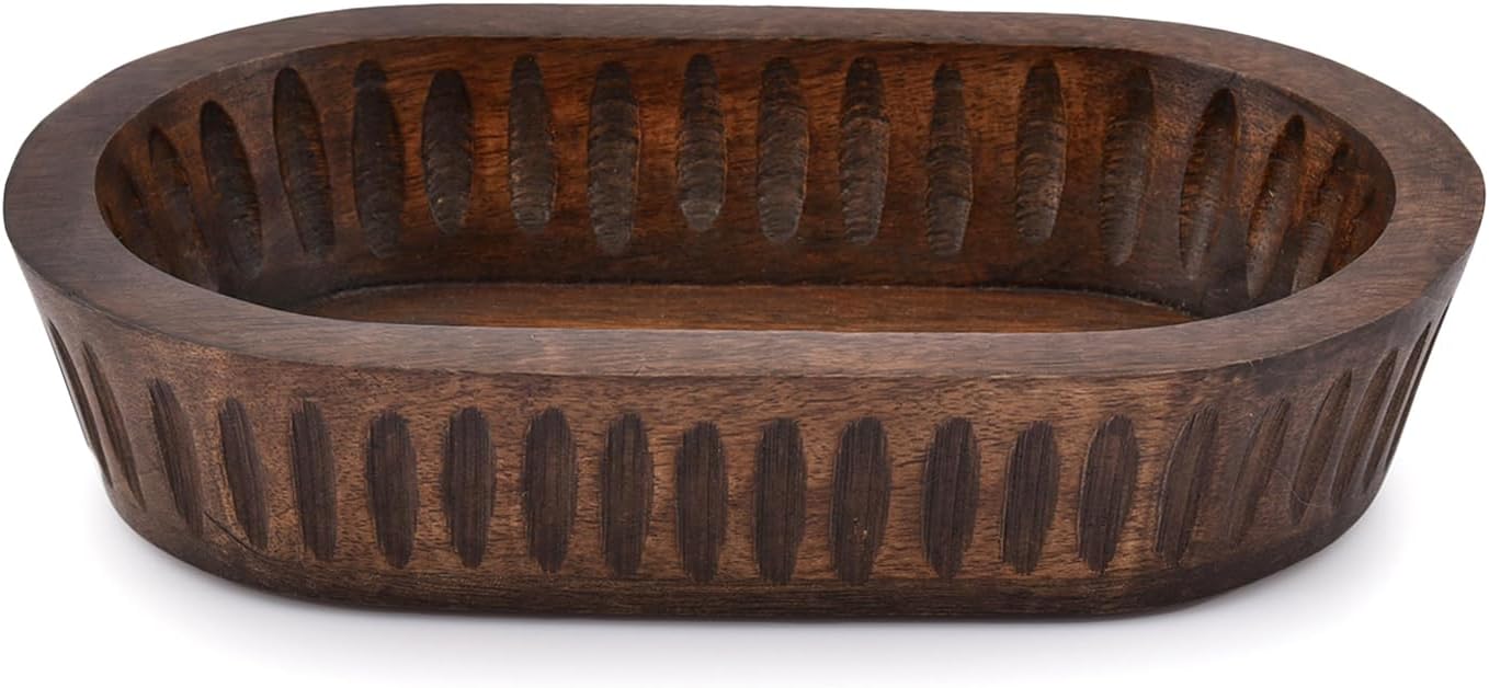 Front profile of mango wood centerpiece bowl