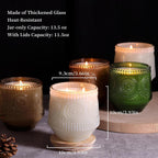 Floral glass candle jar dimensions and capacity