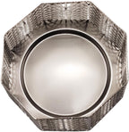 Top view of one silver metal candle holder