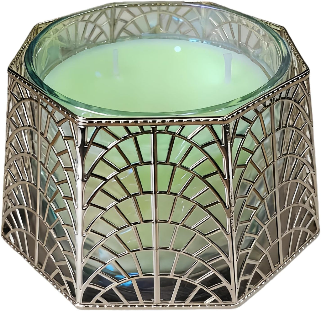 Silver shell-pattern 3-wick jar candle holder