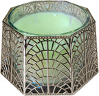 Silver shell-pattern 3-wick jar candle holder