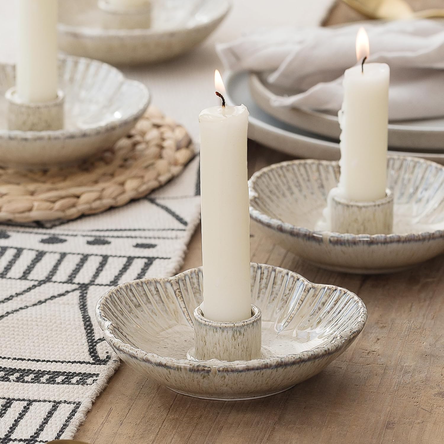 Camel flower ceramic taper candle holder