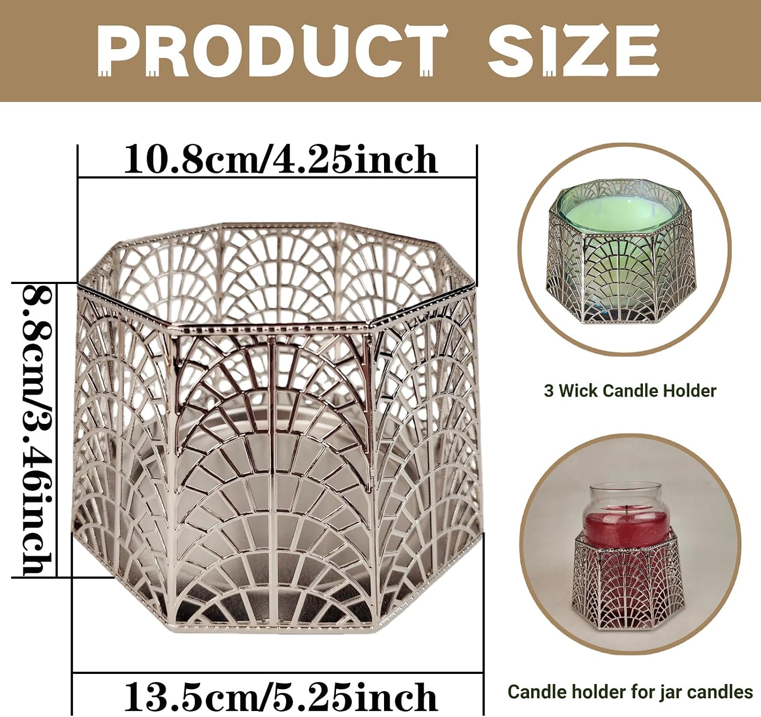Dimensions and fit for silver jar candle holder