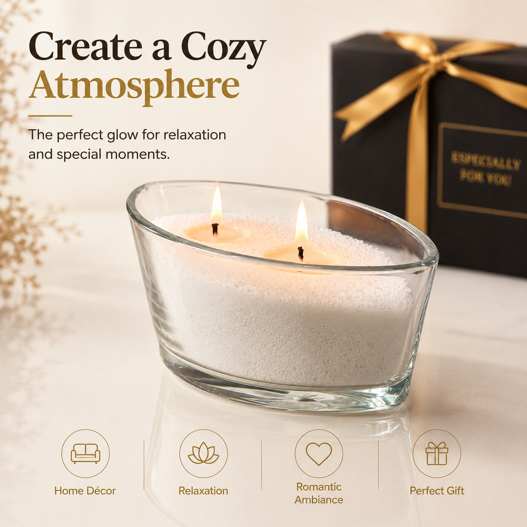 LUMLU Modern Curved Glass Candle Vessel for Pearl Wax