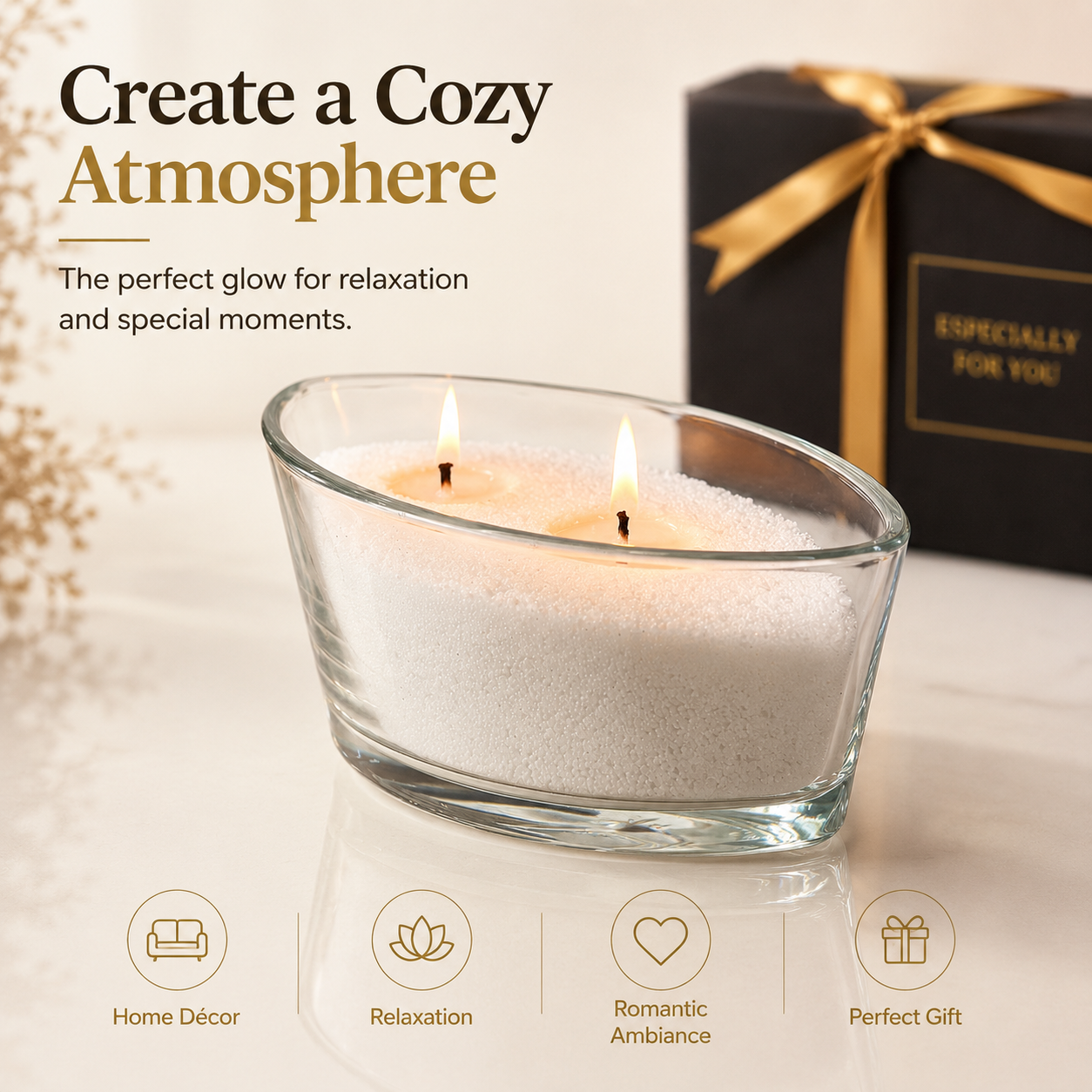 LUMLU Modern Curved Glass Candle Vessel for Pearl Wax