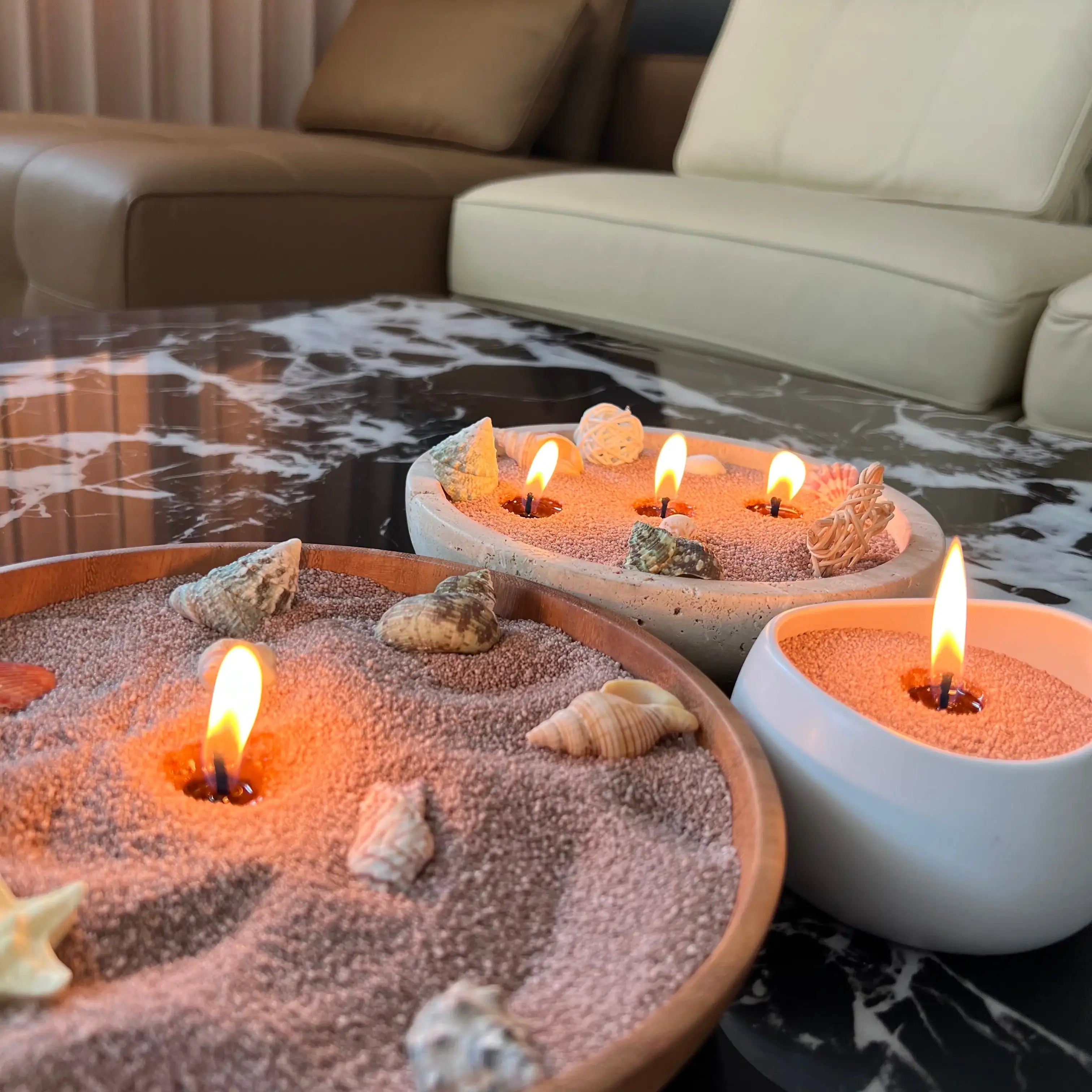 Lumlu {{color}} sand grain candle pearls, eco-friendly plant wax - {{size}}