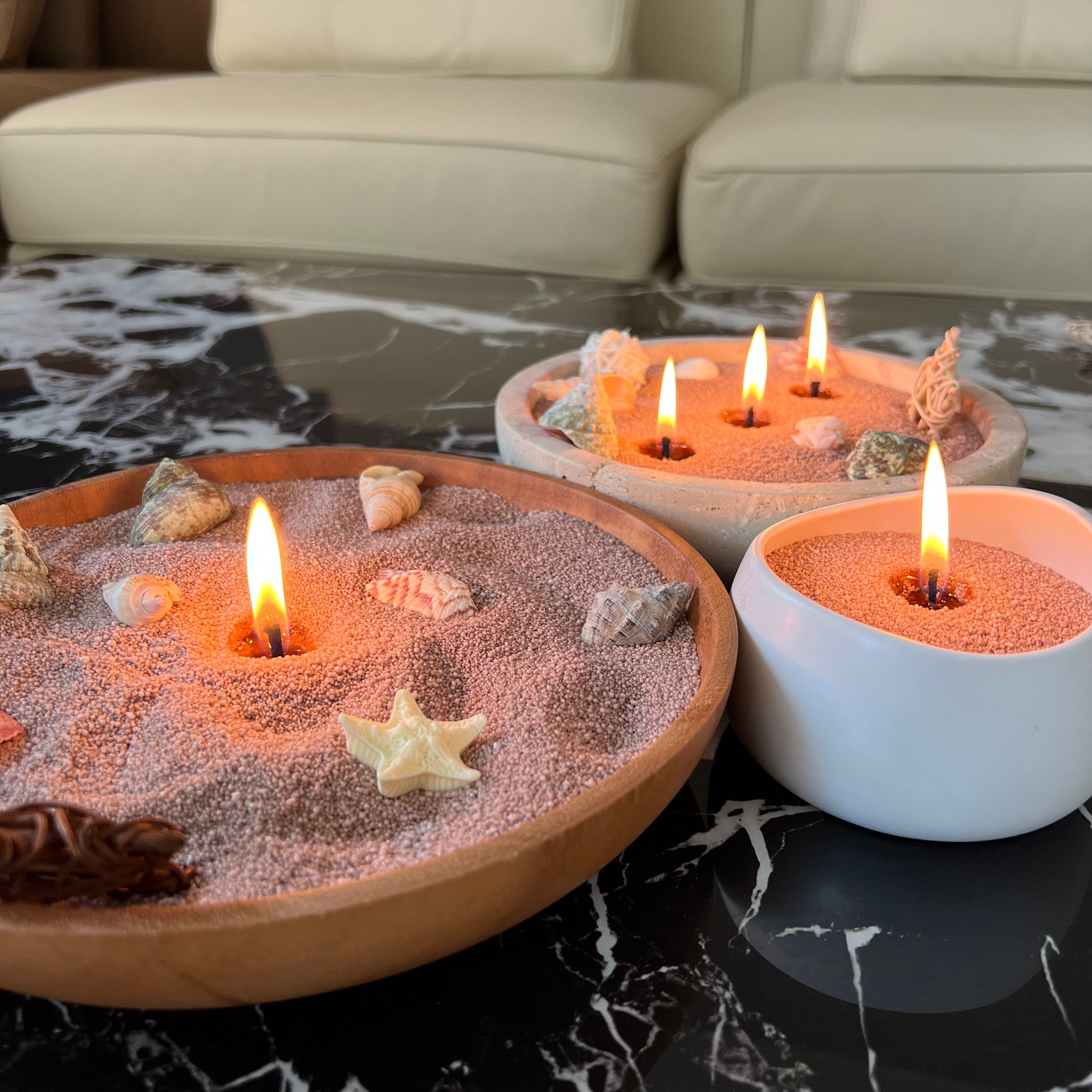 Lumlu {{color}} sand grain candle pearls, eco-friendly plant wax - {{size}}