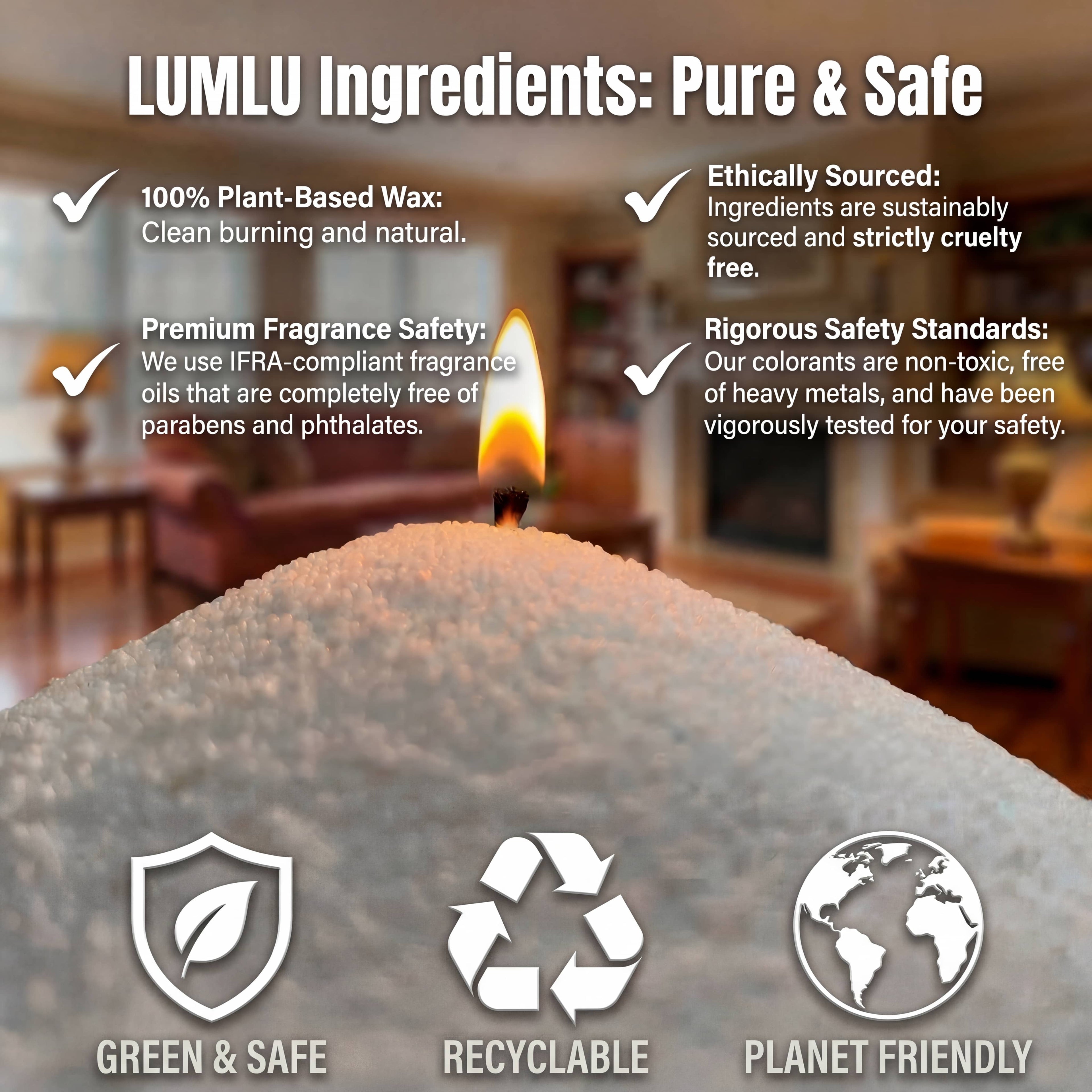 Lumlu {{color}} sand grain candle pearls, eco-friendly plant wax - {{size}}