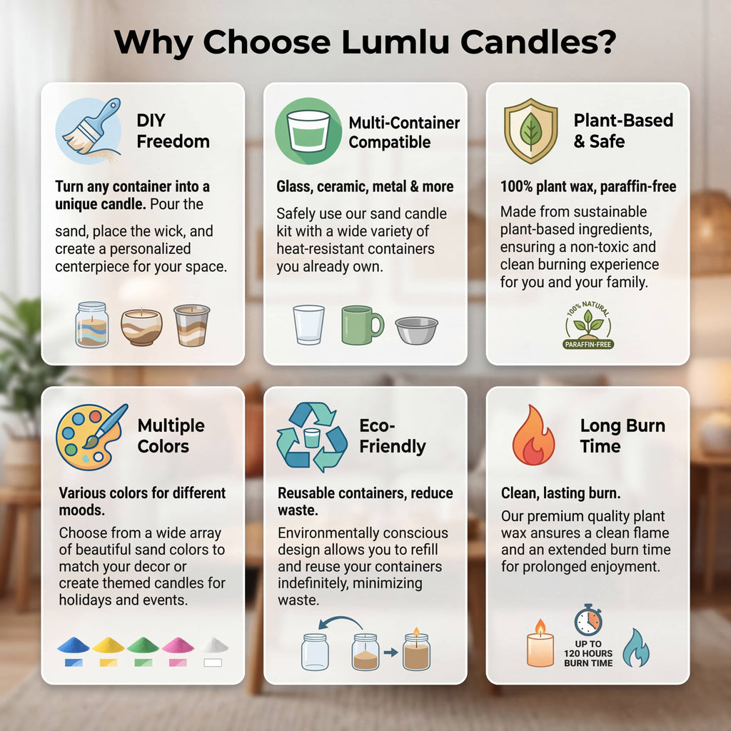 Lumlu {{color}} sand grain candle pearls, eco-friendly plant wax - {{size}}