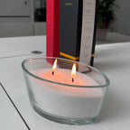 LUMLU Modern Curved Glass Candle Vessel for Pearl Wax