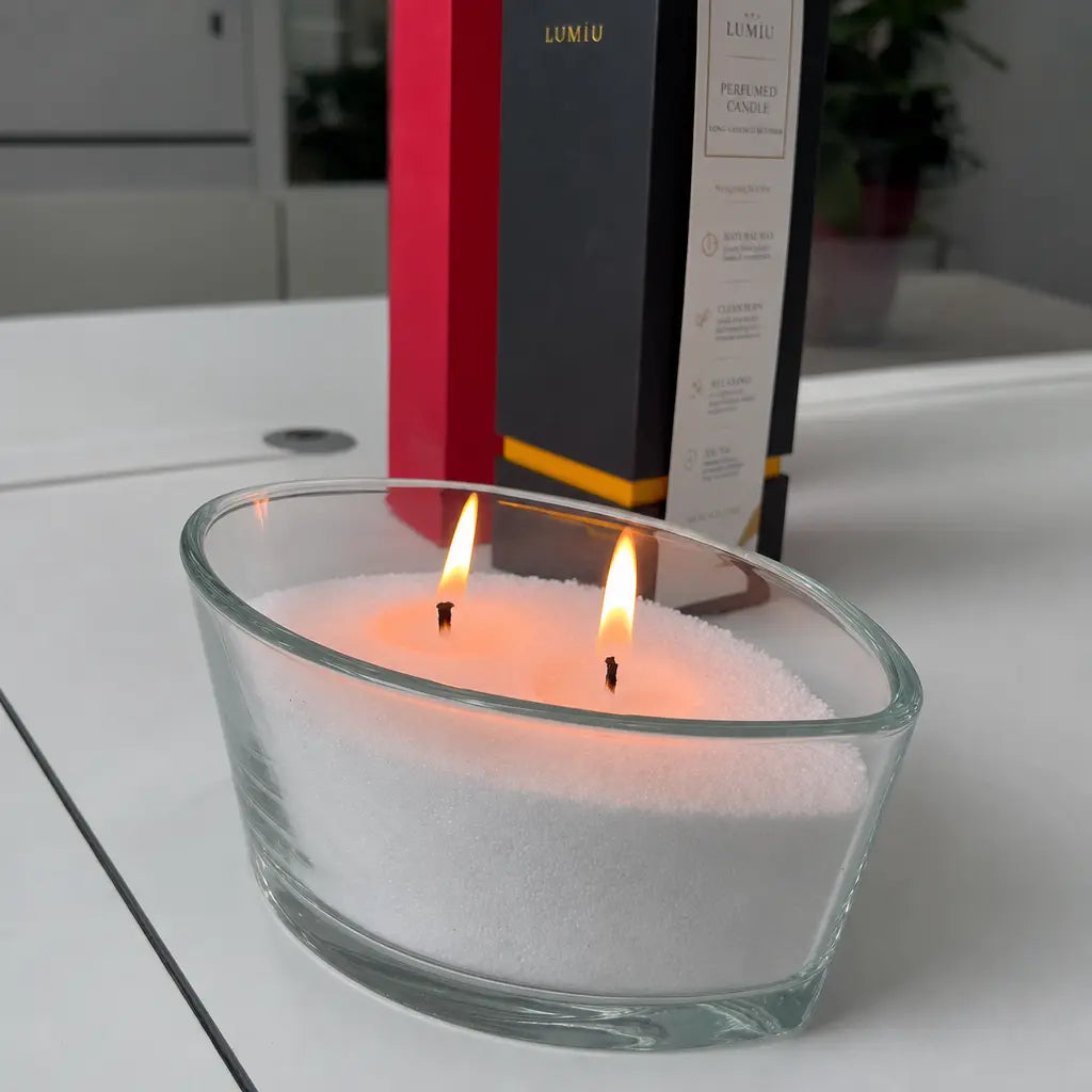 LUMLU Modern Curved Glass Candle Vessel for Pearl Wax
