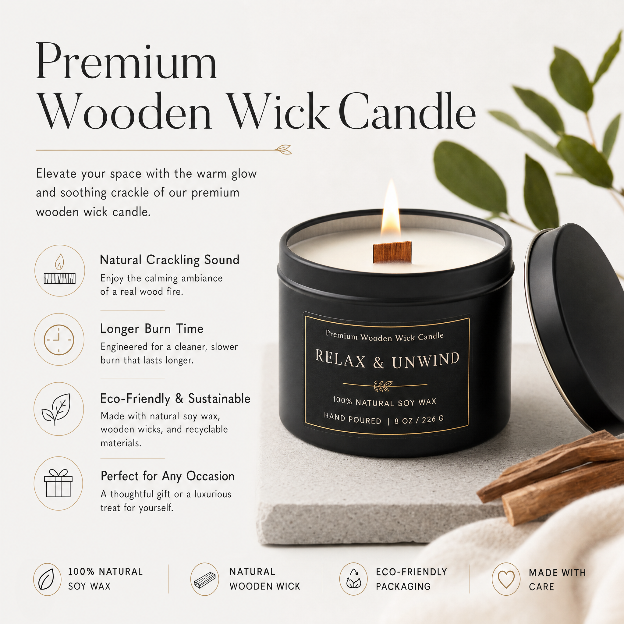 Wooden Wick Holder for DIY Pearl Wax Candles