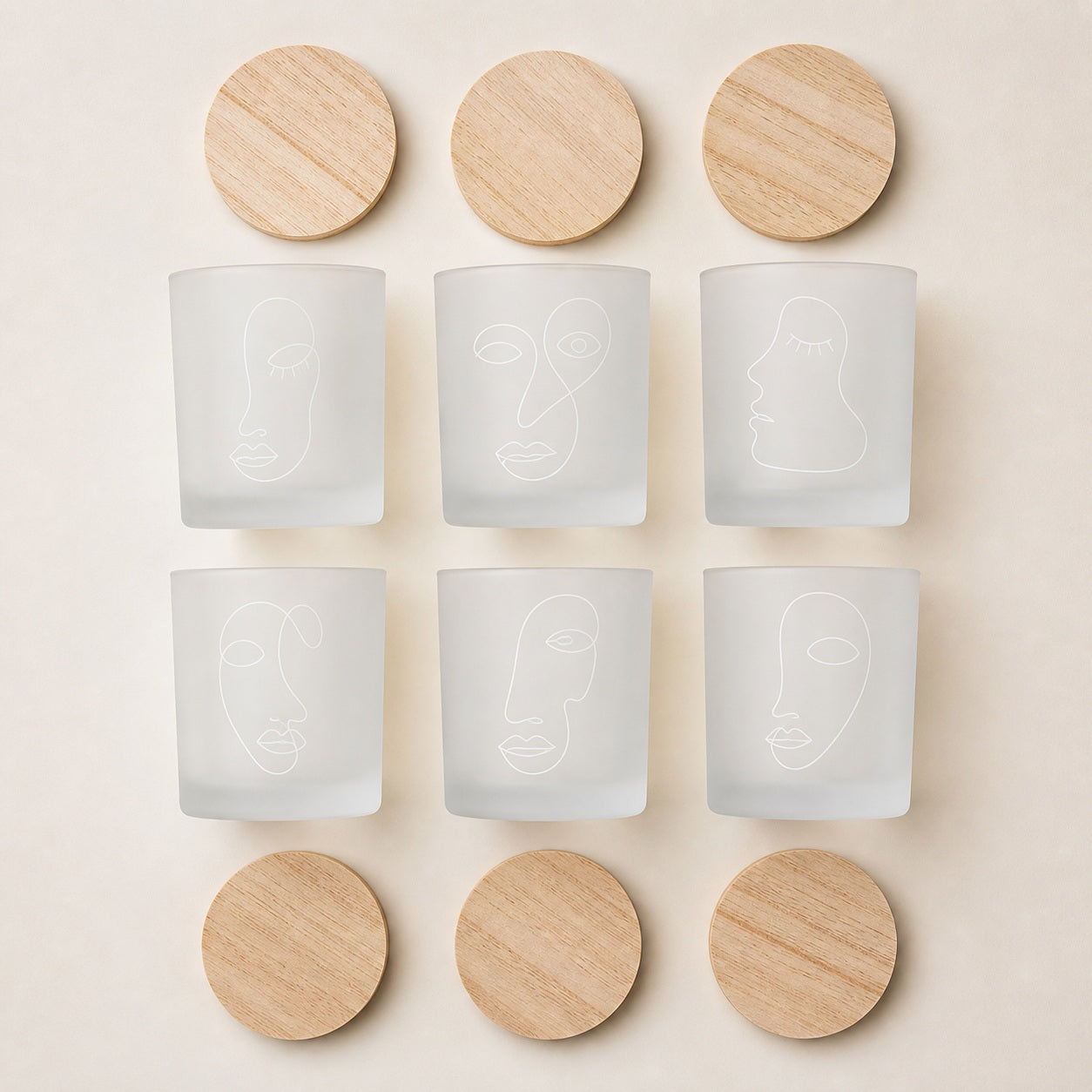 Frosted Face Glass Candle Jars - included items