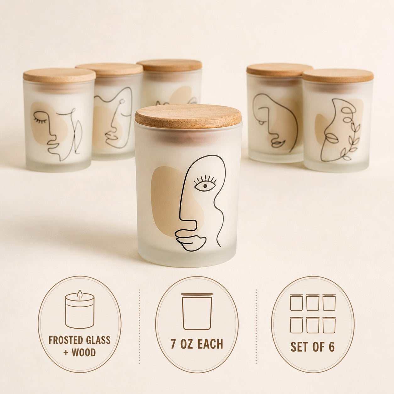 Frosted Face Glass Candle Jars - features and dimensions