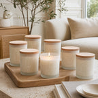 Frosted Face Glass Candle Jars - lifestyle scene