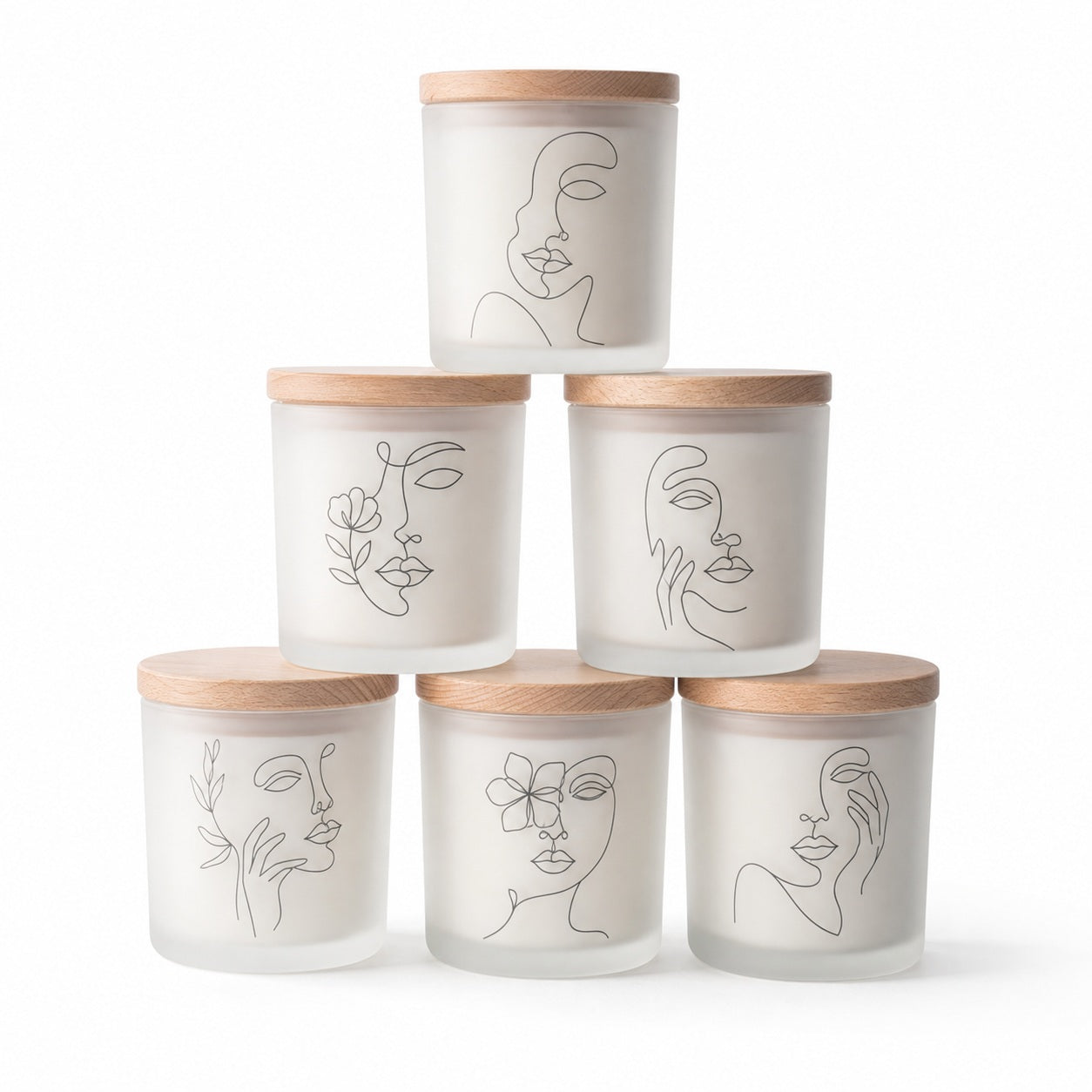 Frosted Face Glass Candle Jars - main product view
