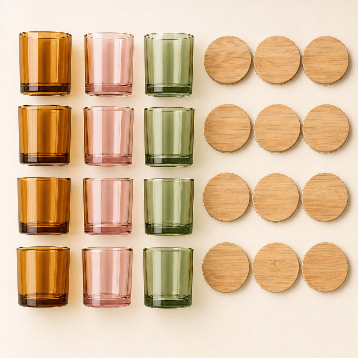 Colorful Glass Candle Jars - included items