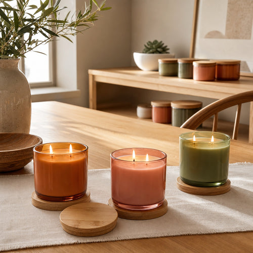Colorful Glass Candle Jars - lifestyle scene