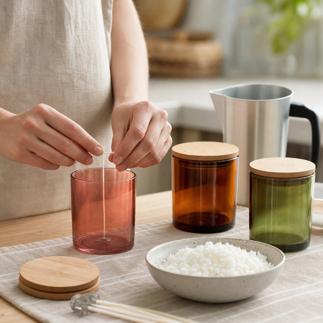 Colorful Glass Candle Jars - product in use