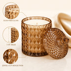 Vintage Faceted Glass Candle Jar - features and dimensions