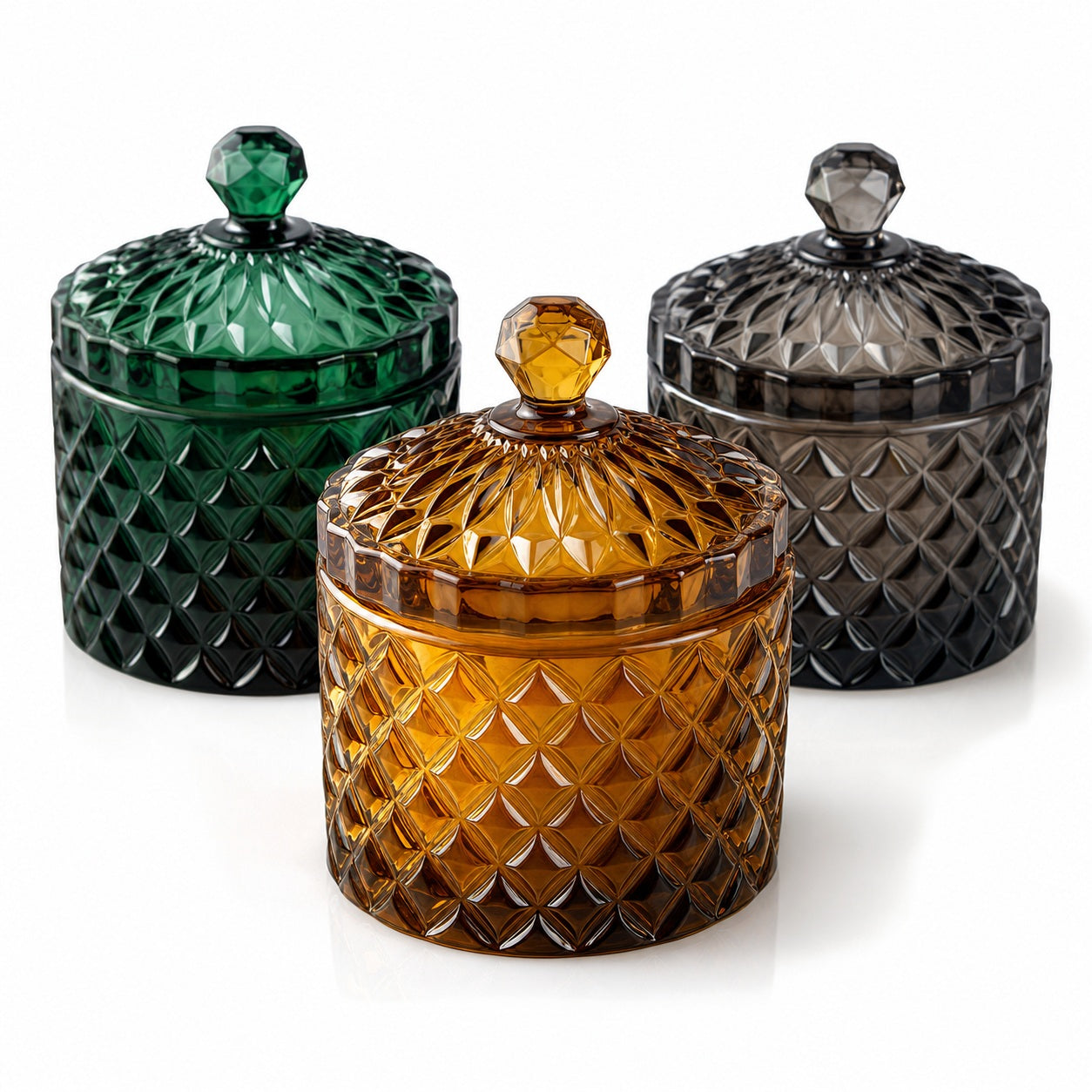 Vintage Faceted Glass Candle Jar - main product view