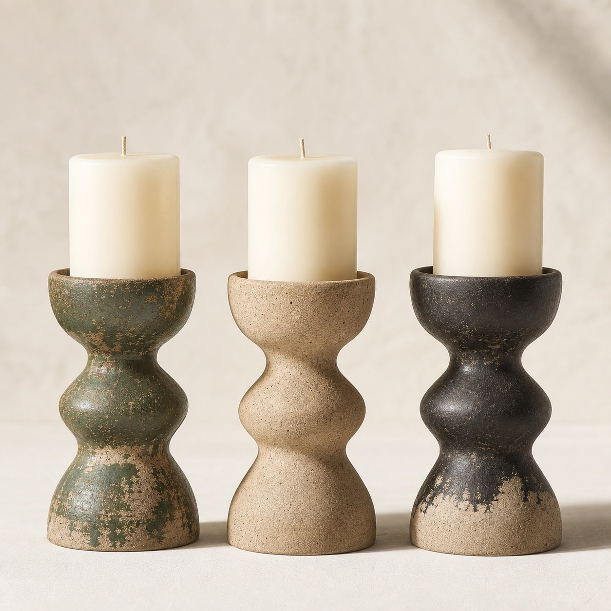 Sculptural Terracotta Candle Holder - included items