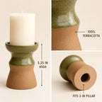 Sculptural Terracotta Candle Holder - features and dimensions
