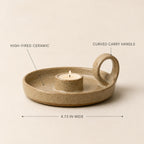 Handled Ceramic Candle Tray - features and dimensions