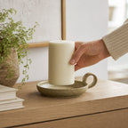 Handled Ceramic Candle Tray - product in use