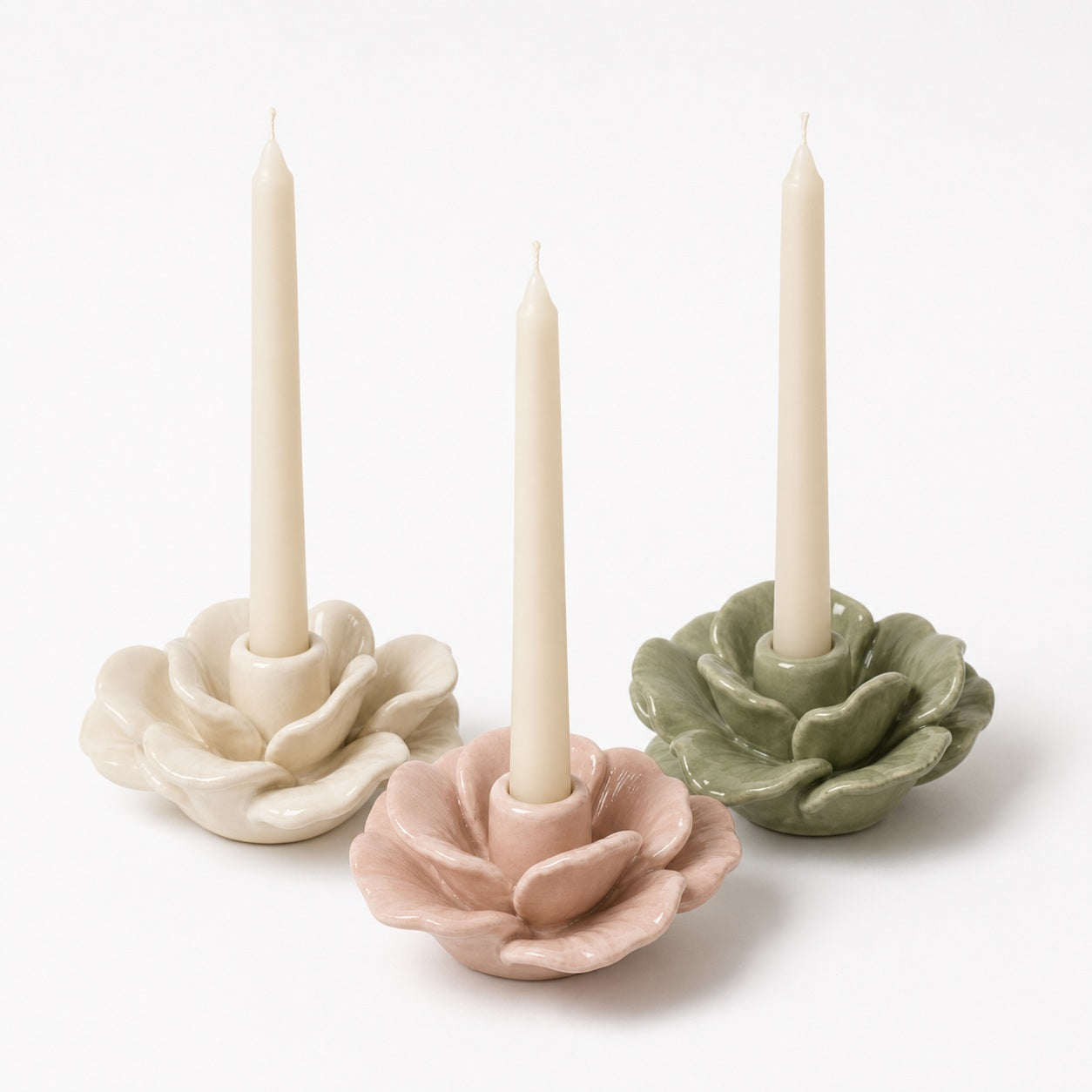 Ceramic Flower Candle Holder - included items