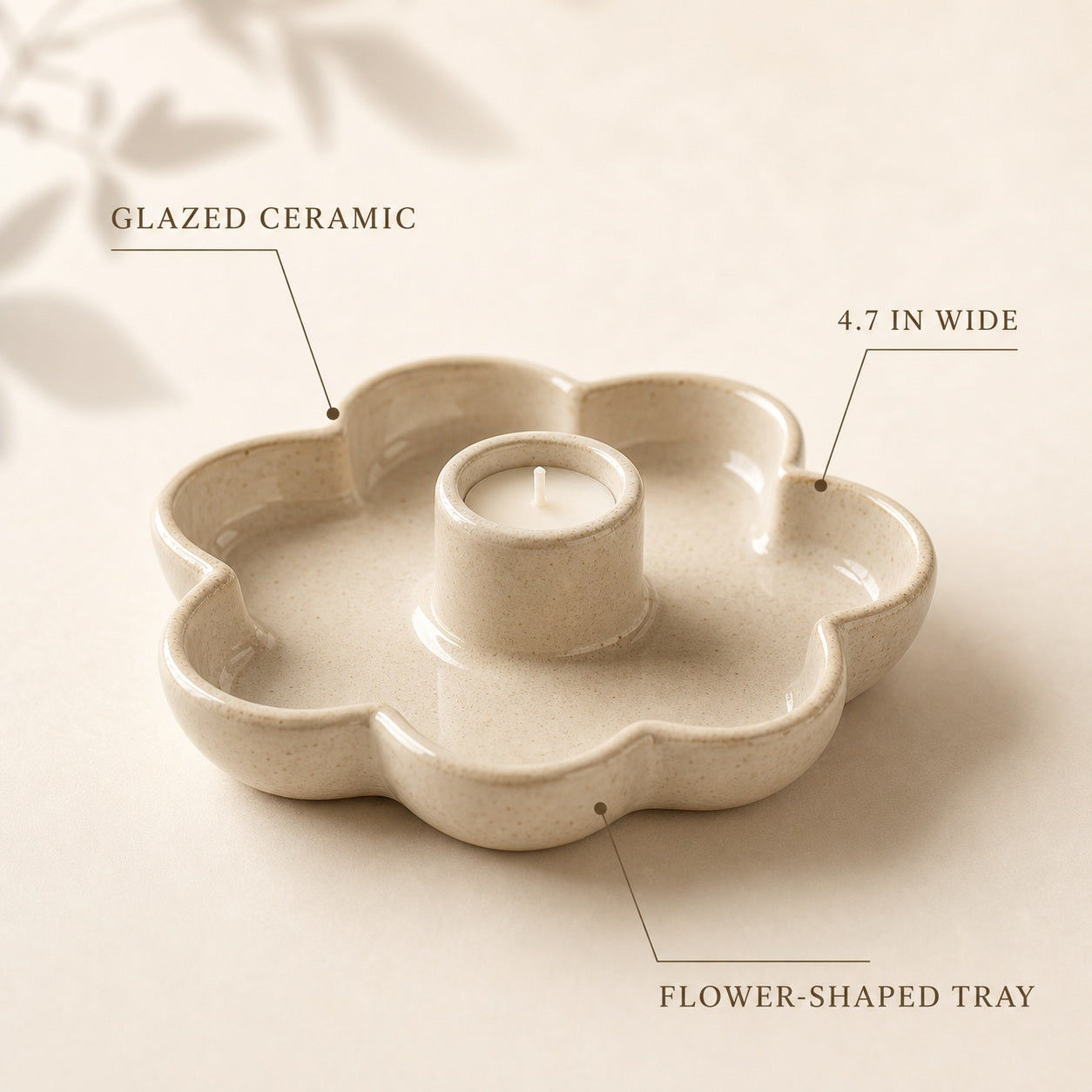 Ceramic Flower Candle Holder - features and dimensions