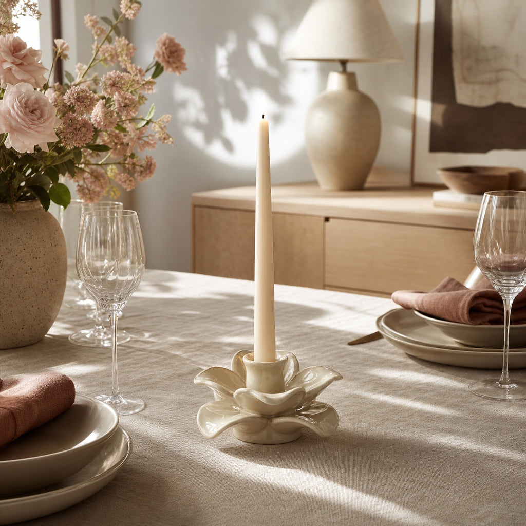Ceramic Flower Candle Holder - lifestyle scene