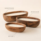 Wooden Dough Bowl Candle Vessels - features and dimensions