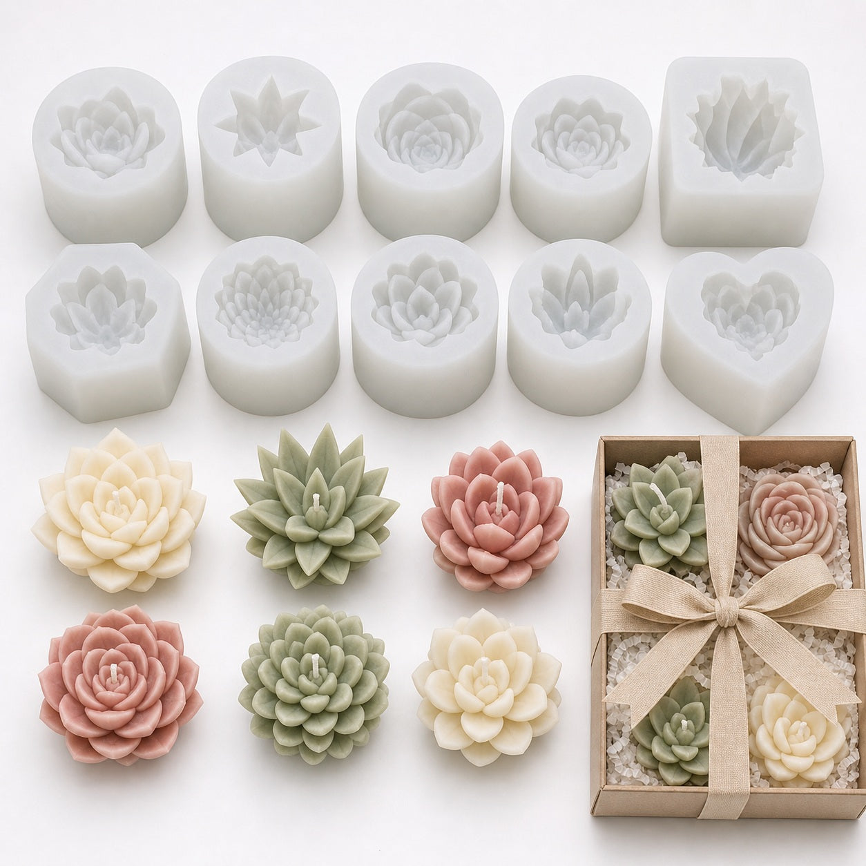 Succulent Silicone Candle Molds - included items