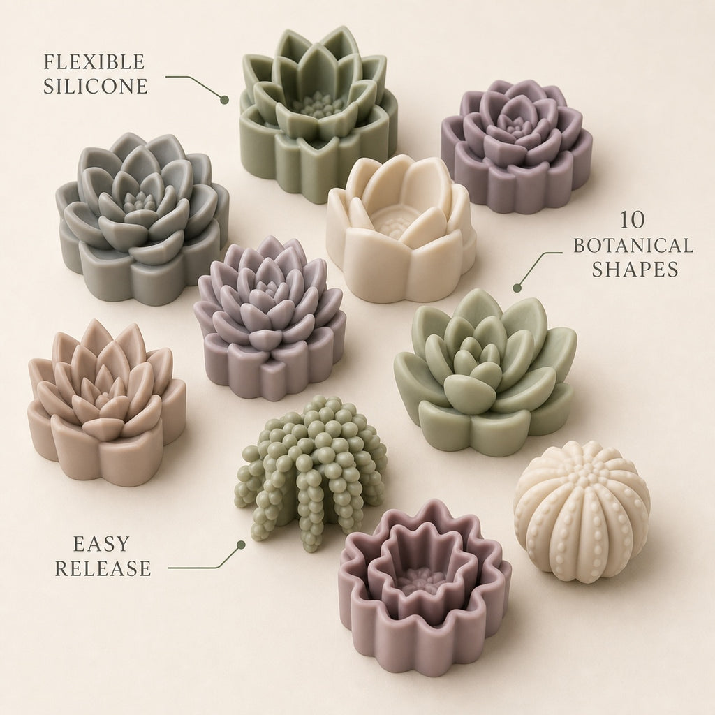 Succulent Silicone Candle Molds - features and dimensions