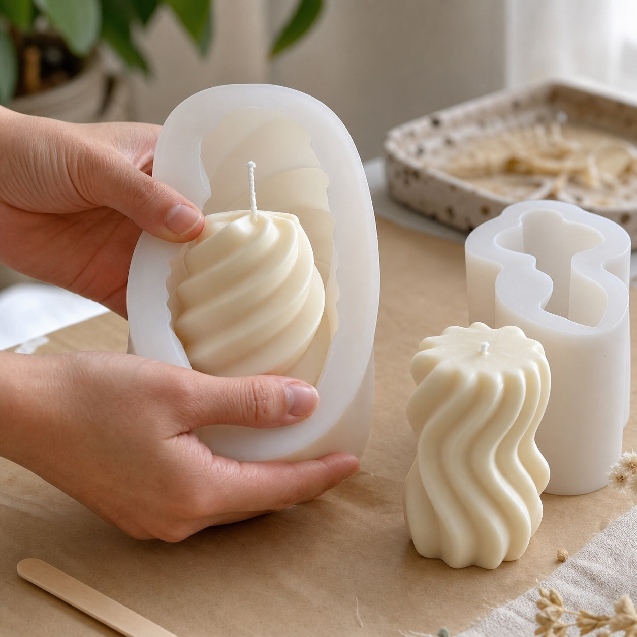 Spiral Wave Candle Molds - product in use