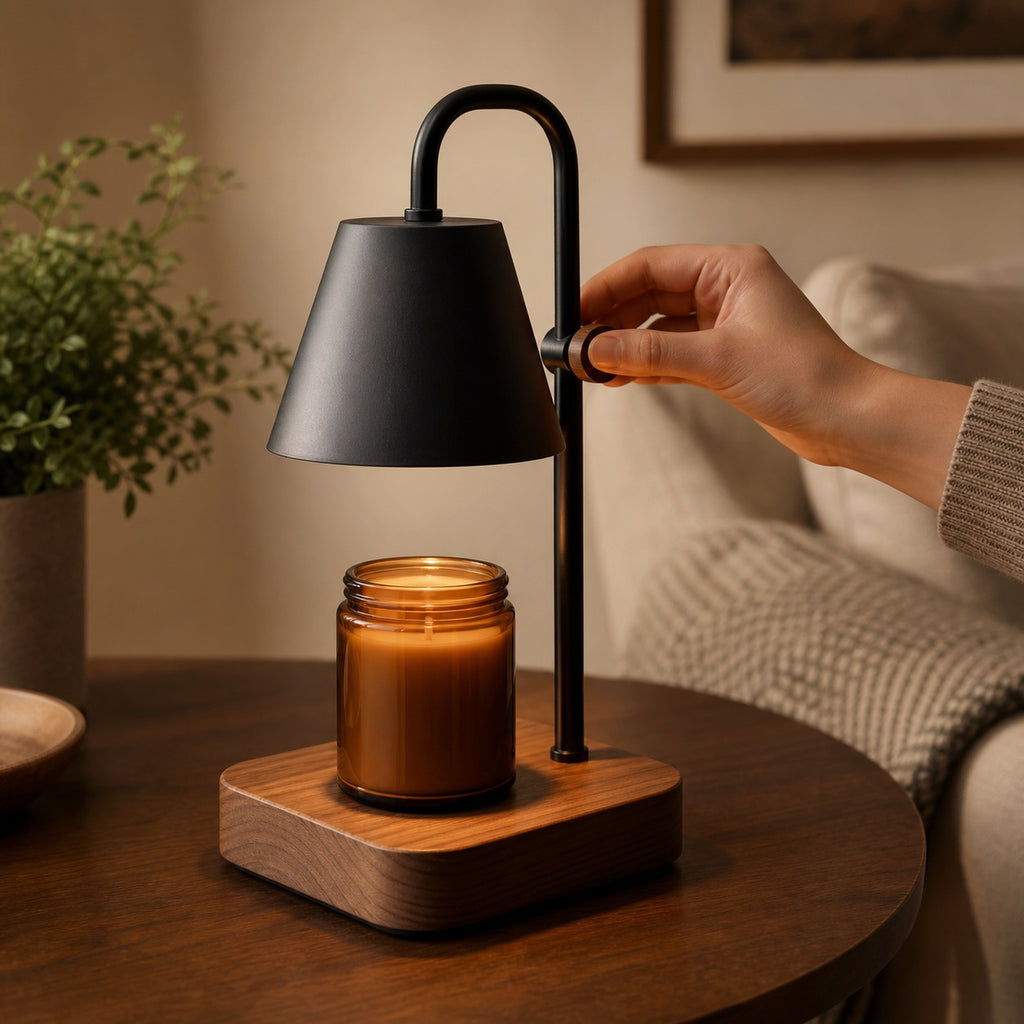 Walnut Base Candle Warmer Lamp - product in use