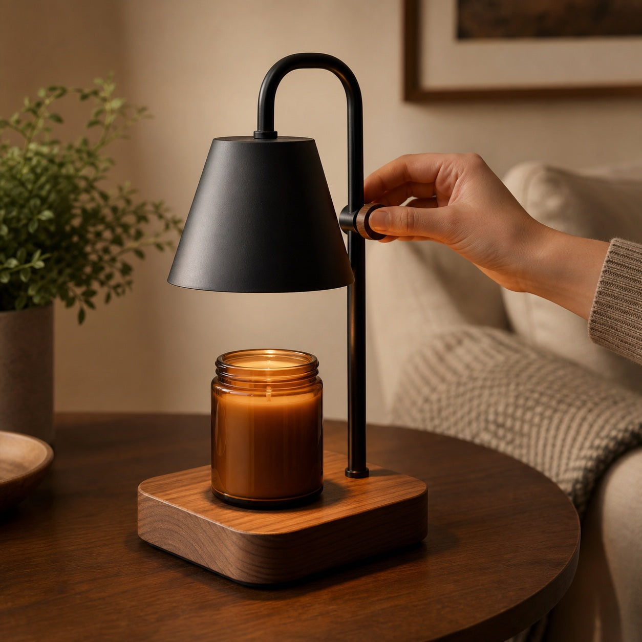 Walnut Base Candle Warmer Lamp - product in use