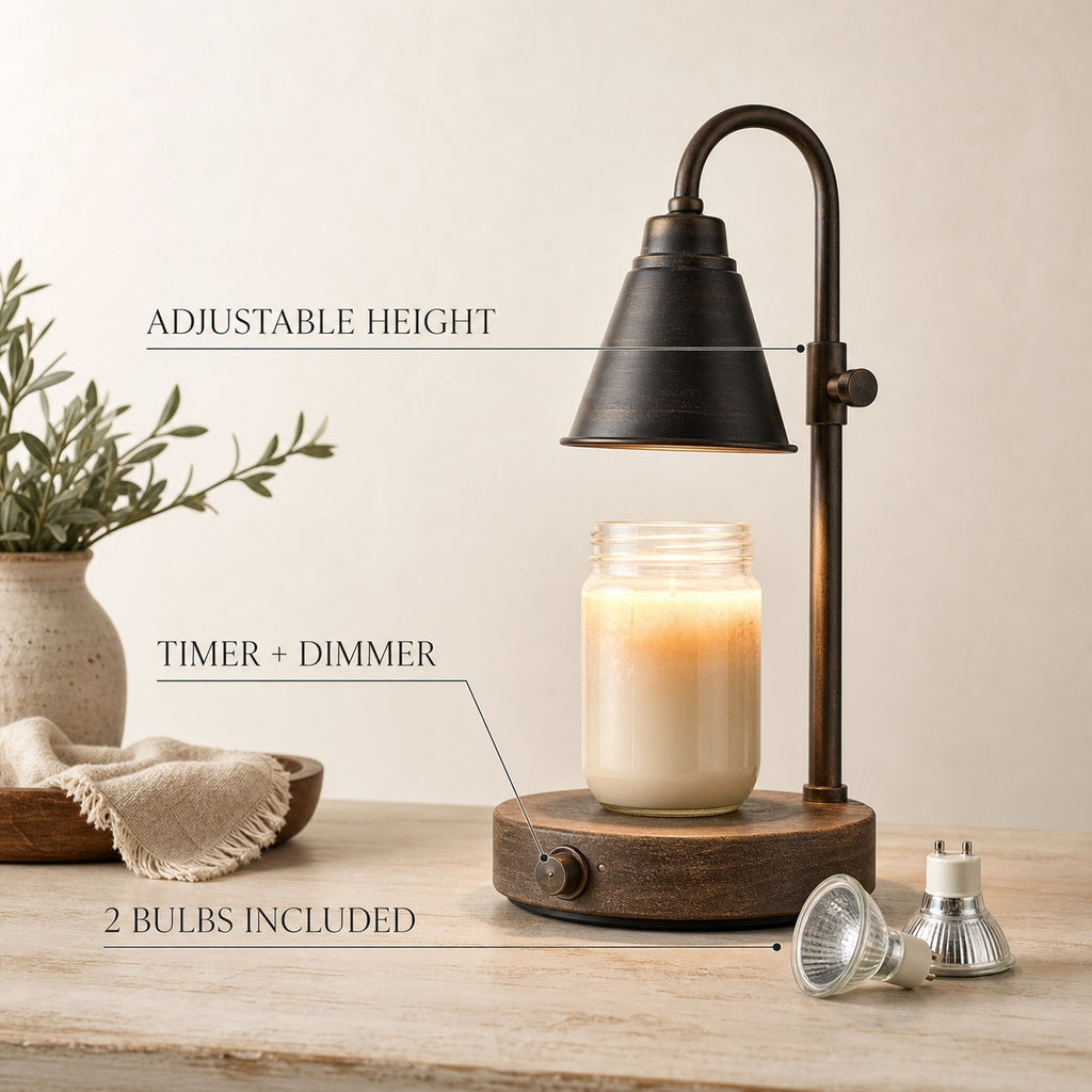 Farmhouse Candle Warmer Lamp - features and dimensions