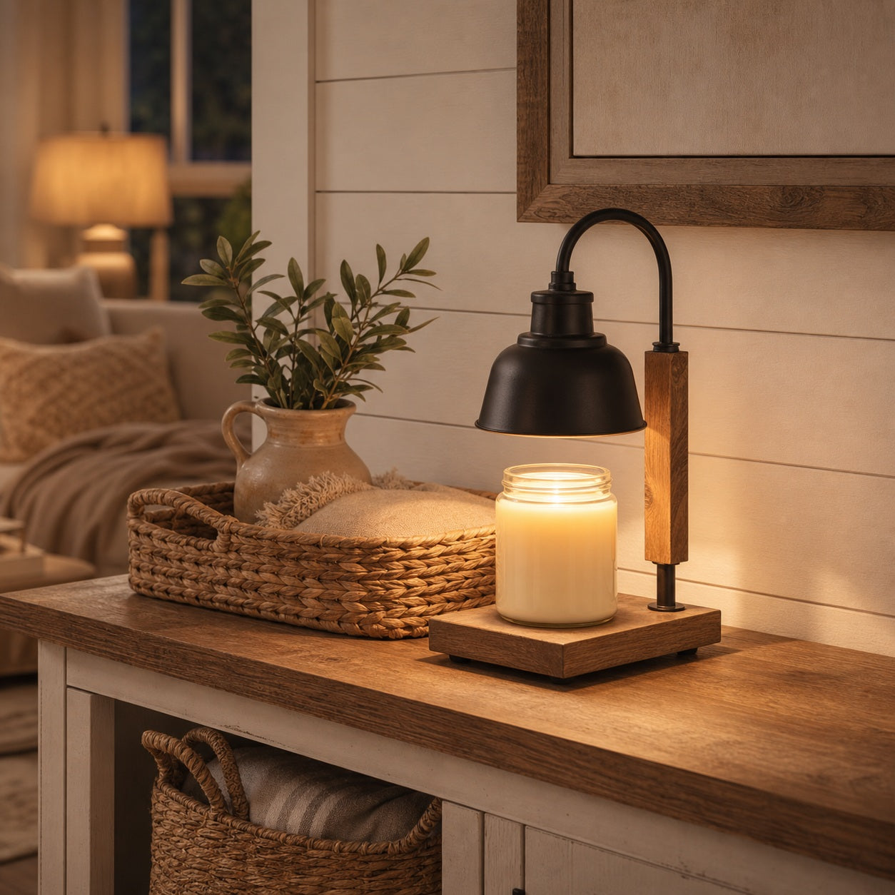 Farmhouse Candle Warmer Lamp - lifestyle scene