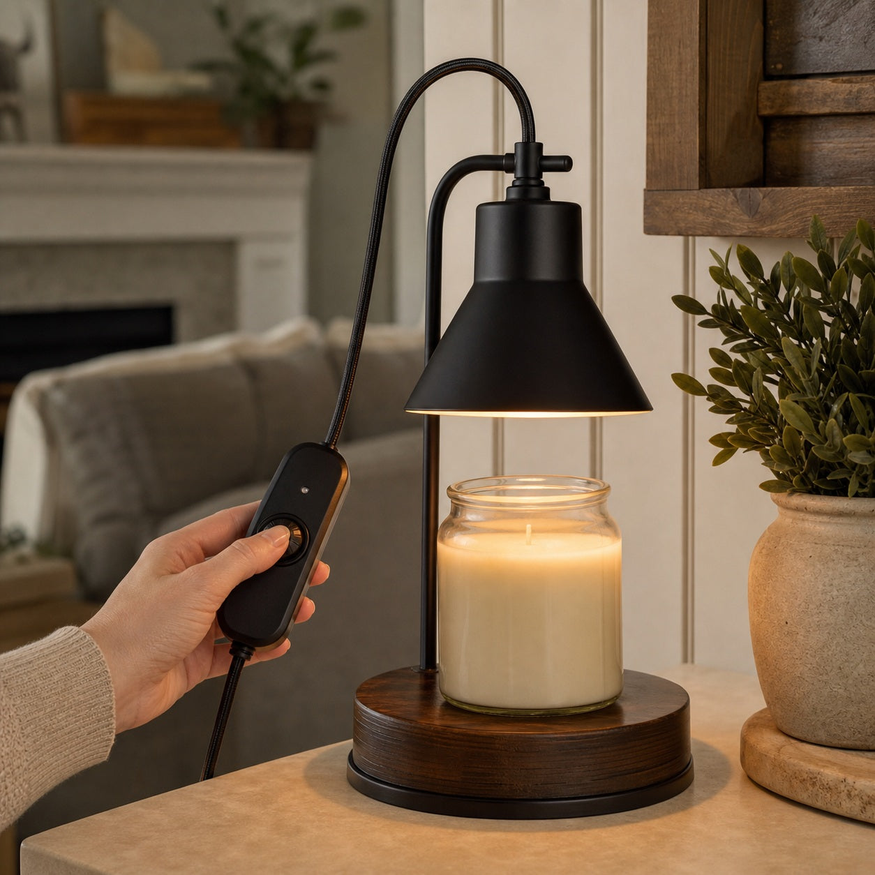 Farmhouse Candle Warmer Lamp - product in use