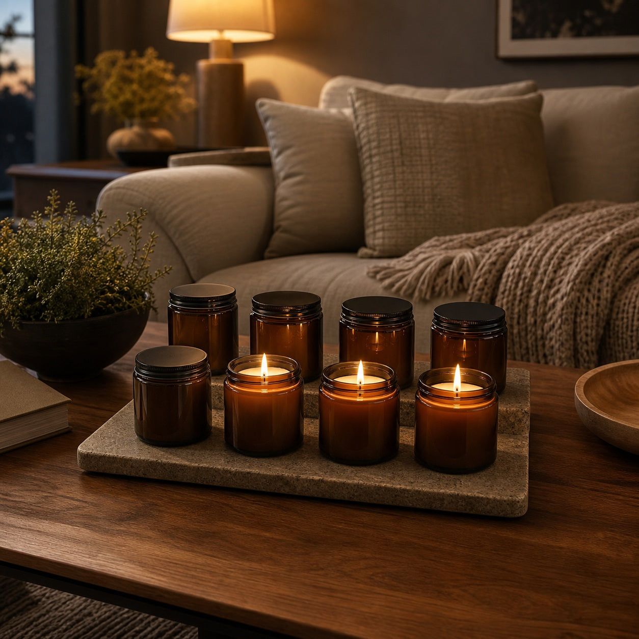 Amber Jar Candle Gift Set - lifestyle scene